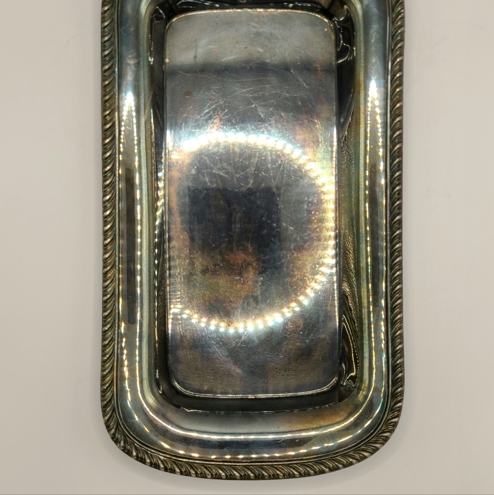 Antique Poole Silver Company Bread Tray Silverplated Vintage Decor EPNS #1057